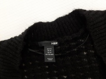 H&M ażurowy SWETER KARDIGAN z wełną _ M