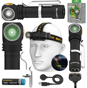 Latarka czołowa Armytek Wizard C2 WG USB warm green 1020lm