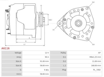 ALTERNÁTOR AS-PL A6116
