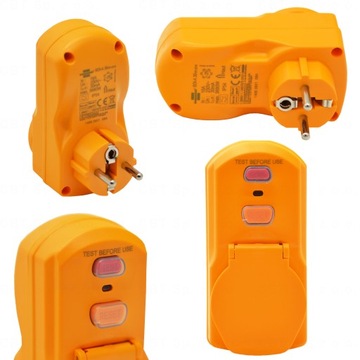 PRZEJŚCIÓWKA Z WYŁĄCZNIKIEM RÓŻNICOWOPRĄDOWYM WTYK GNIAZDO 230 v 16A IP54