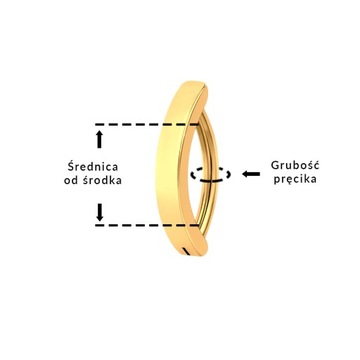 Złoty Kolczyk do pępka Stal 316L 1.6/10