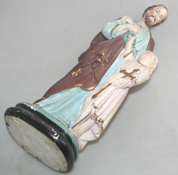 СВЯТОЙ ИОСИФ С РЕБЕНКОМ СТАРАЯ ГИПСОВАЯ ФИГУРКА БОЛЬШАЯ 34 см.