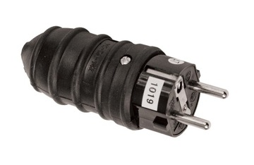 Pawbol. Wtyczka gumowa prosta, 16A 250V, czarny