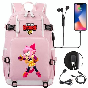 Plecak Brawl Stars Melodie Pinks z ładowaniem USB. Duża pojemność