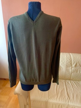 ZARA _męski sweter_ klasyk _100% merino khaki M/L