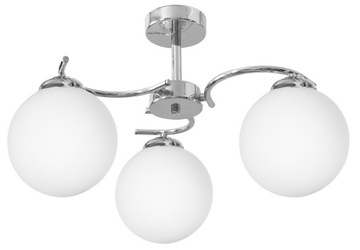 LAMPA WISZĄCA SUFITOWA ŻYRANDOL NOWOCZESNA CHROM SZKLANE BIAŁE KULE LED
