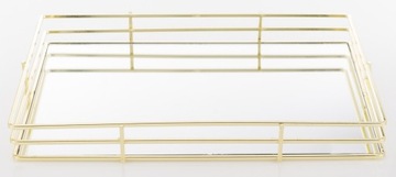 Золотой зеркальный поднос, стеклянная тарелка, гламурная тарелка.