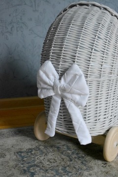 СЕРАЯ плетеная кукольная коляска + постельное белье