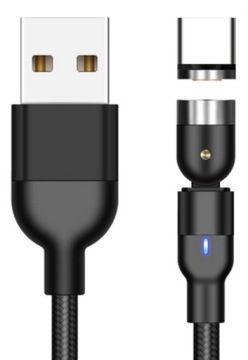 Magnetyczny kabel wtyk USB C kątowy obrotowy 1m