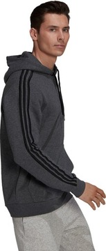 BLUZA MĘSKA ADIDAS ESSENTIALS FLEECE 3-STRIPES HOODIE CIEMNOSZARA r M