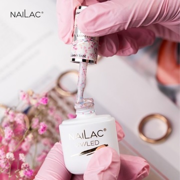 Каучуковая база Glammy Base Milk Confetti, база 2в1 и цвет NaiLac, 7 мл