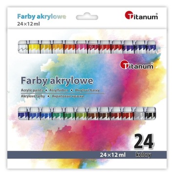 Farby akrylowe Titanum wielokolorowy 24 szt. 12 ml