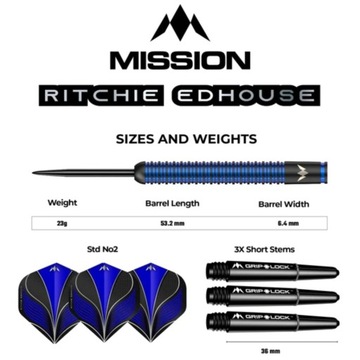 Rzutki Lotki Mission Ritchie Edhouse Black Titanium 23 g