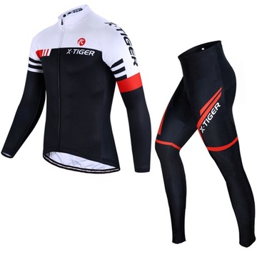 SPODNIE ROWEROWE BLUZA OCIEPLANY KOMPLET MĘSKI Z WKŁADKĄ ŻELOWĄ X-TIGER