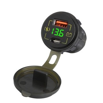 ЗАРЯДНОЕ УСТРОЙСТВО ДЛЯ АВТОМОБИЛЯ ЛОДКА МОТОЦИКЛ USB-C USB 3.4A ВОЛЬТМЕТР 12В 24В