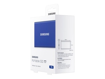 Портативный твердотельный накопитель SAMSUNG T7 1 ТБ, внешний USB 3.2 Gen 2, синий индиго