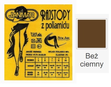 6 szt Rajstopy elastil 20DEN 4 duż.klin ciemny beż