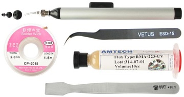 AKCESORIA REBALLING BGA TOPNIK AMTECH CHWYTAK PLECIONKA GOOTWICK PINCETA 5x