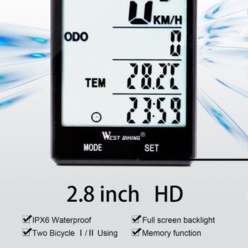 WEST BIKING Пробег с большим экраном 2,8 дюйма