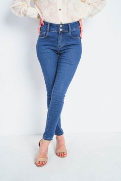 Klasyczne damskie jeansy PUSH UP dopasowane rurki z wysokim stanem M