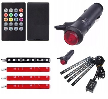 ВНУТРЕННЕЕ ОСВЕЩЕНИЕ АВТОМОБИЛЯ 4x RGB СВЕТОДИОДНЫЕ ЛЕНТЫ PILOT