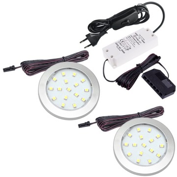 Zestaw 2x Oczko Meblowe Blat Oprawa LED Podszafkowa Kuchenna 1.5W Neutralny