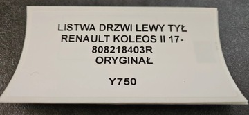 LIŠTA DVEŘE LEVÝ ZADNÍ RENAULT KOLEOS II 17- ORIG.