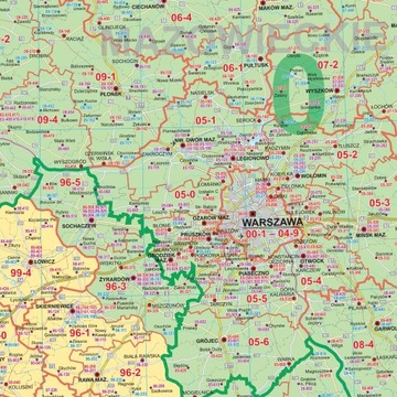 КОД ПОЛЬША 2024 БОЛЬШАЯ НАСТЕННАЯ КАРТА ПОЧТОВЫЕ ИНДЕКСЫ 1:500 000 ТРУБ ПВХ