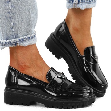Черные женские туфли, весенние лоферы, легкие и удобные, с пряжкой YZ8804 r38