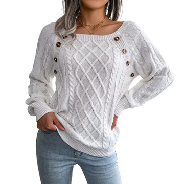 ELEGANCKI DAMSKI SWETER CIEPLY JESIENNY ZIMOWY GUZIZKI, wzór9
