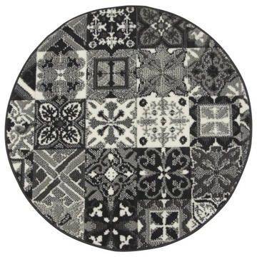 śr. 100 cm DYWAN OKRĄGŁY PATCHWORK KOŁO SZARY