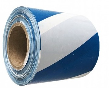 TAŚMA OSTRZEGAWCZA 70mm/100m biało niebieska 7cm wygrodzeniowa wykopy