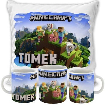 ZESTAW PODUSZKA + KUBEK MINECRAFT IMIĘ PREZENT