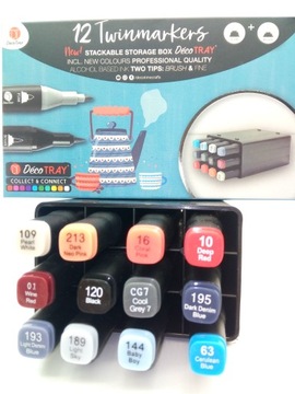 TWINMARKERY Dwustronne BOX 12 SZT Alkoholowe 104-GG9 ZIELONE ZÓŁW