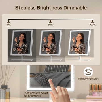 Зеркало для макияжа с внутренней светодиодной подсветкой 34*25см белое