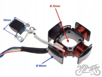 STATOR ISKROWNIK 4 CEWKI 5 PRZEWODÓW ROMET ZETKA