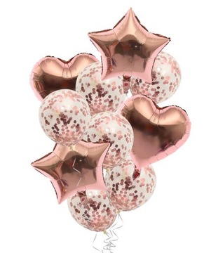 BALONY metaliczne konfetti RÓŻOWE ZŁOTO 10szt.