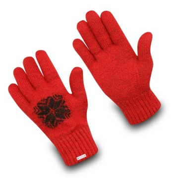 Wełniane rękawiczki Subzero Snowflake S / Winter Red