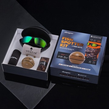 Deeper Chirp+ 2 Зимний комплект рыболовного эхолота + Очки + Утеплитель для шеи