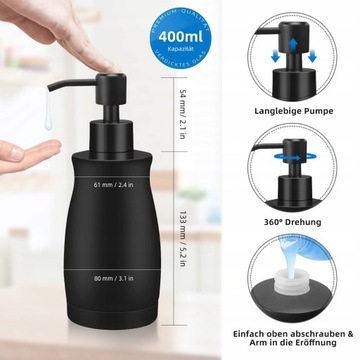 Дозатор мыла HEXTEK Matt Black 400 мл из стали