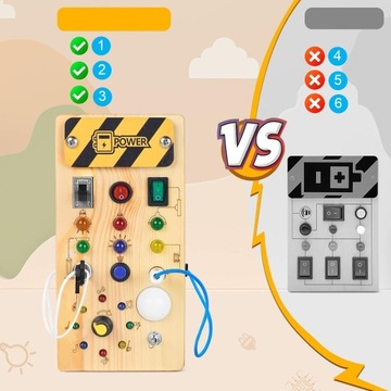 Деревянная светодиодная образовательная сенсорная доска Монтессори с выключателями света
