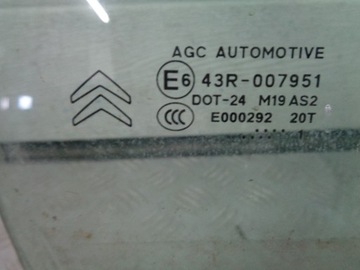 CITROEN DS3 2012 SKLO (OKNO) DVEŘE PRAVÝ PRAVÁ PŘEDNÍ