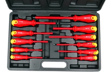 WKRĘTAKI ŚRUBOKRĘTY IZOLOWANE 11 ELEMENTÓW + WALIZKA RĄCZKA SOFT GRIP