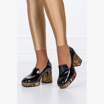 ОБУВЬ ЖЕНСКАЯ, ТУФЛИ, РАСКРАШЕННЫЕ НА БЛОЧКЕ, УЗОР ЗМЕИ, МЯГКАЯ ВСТАВКА 39