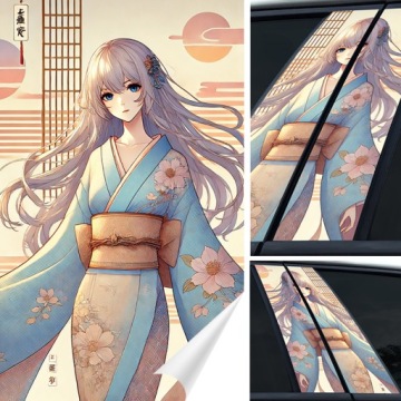 2xNÁLEPKA na sloupek Sloupky dveří auta Japonsko Anime Manga 50x30