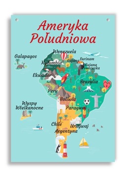 Tablica edukacyjna mapa Ameryka Południowa A4