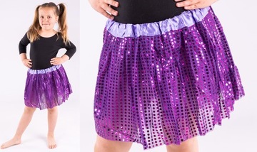 SPÓDNICZKA TIULOWA TUTU CEKINY FIOLETOWA 30 CM