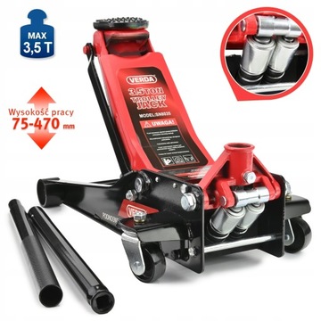 НИЗКОПРОФИЛЬНЫЙ АВТОМОБИЛЬНЫЙ ДОМКРАТ 3,5 ТОННЫ 2-ПОРШНЕВОЕ КАЧЕСТВО