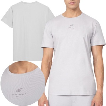KOSZULKA SPORTOWA 4F MĘSKA Z NADRUKIEM T-SHIRT REGULAR BAWEŁNIANY R M