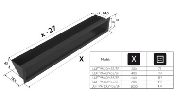 KRATKA KOMINKOWA LUFT 90x800 4 KOLORY PŁYTKA SF